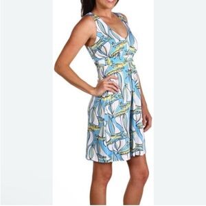Lilly Pulitzer Patty Silk Cotton Knit Dress, Docksider Sailboat Print Coastal, L